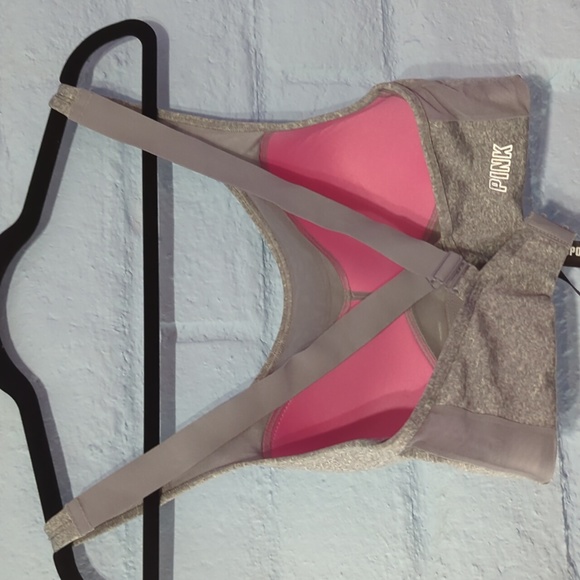 PINK Heather Gray Sports Bra - Picture 2 of 4